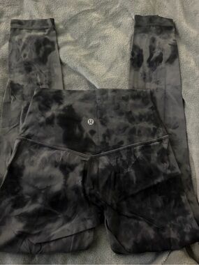 lululemon Athletica Black Tie-Dye Leggings with Logo Tag